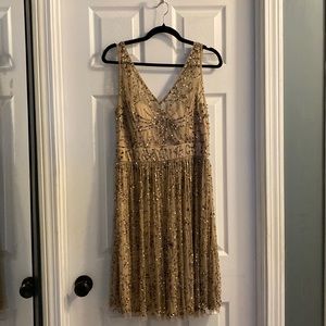Adrianna Papell taupe sleeveless beaded dress size 10